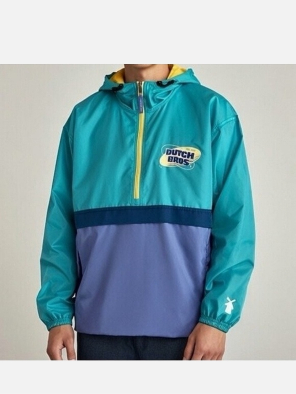 Dutch Bros Coffee Windbreaker Anorak Hooded Jacket Size Medium